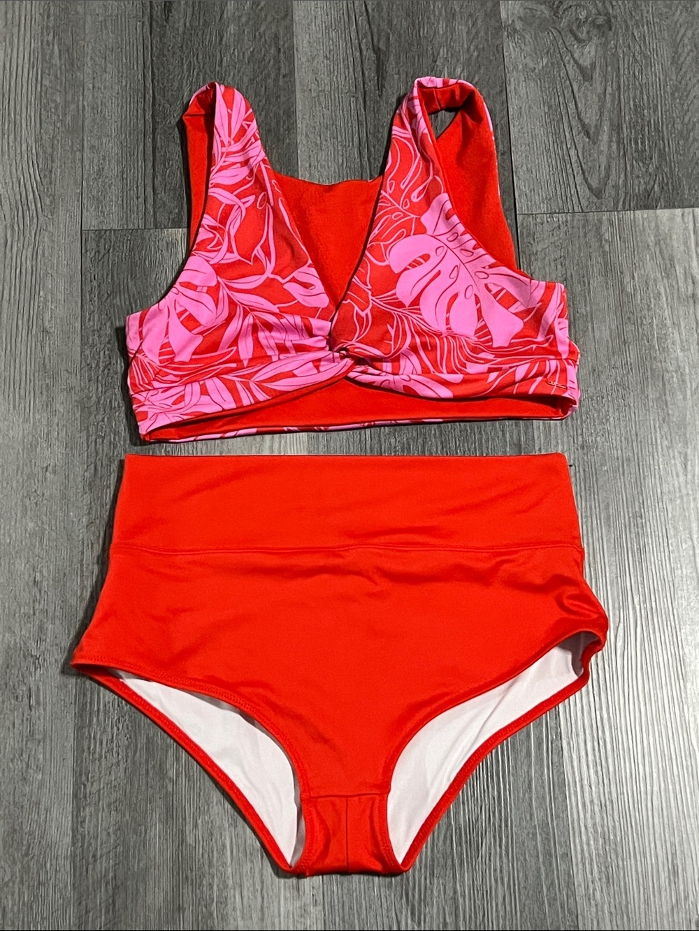 PINK by Victoria secret matching swimsuit/ red& pink / size L.